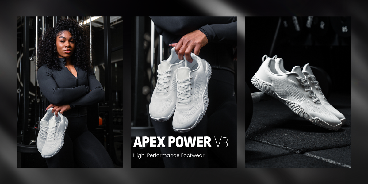 Apex Power V3, high-performance footwear: Avancus powerlifting shoes in Crisp White