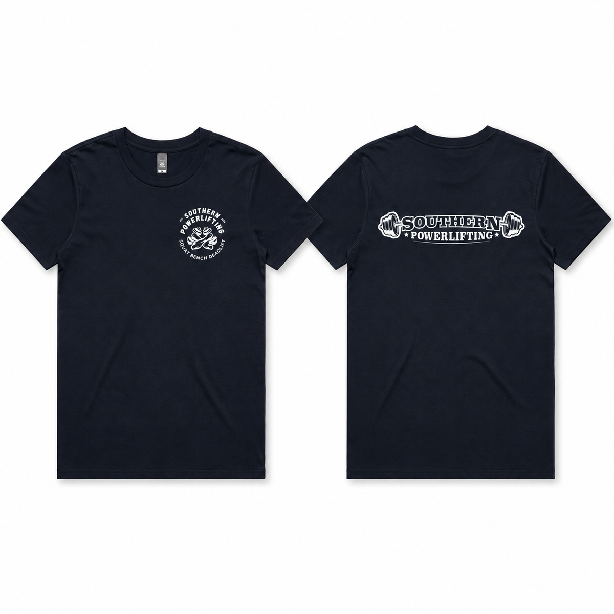 Southern Powerlifting Club T-Shirt, front and back