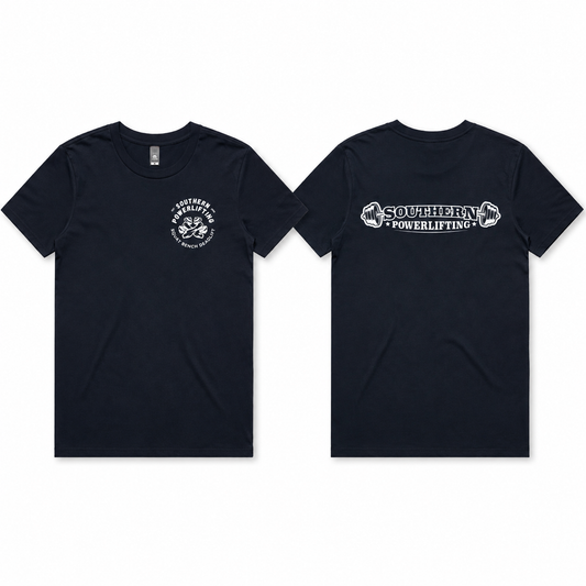 Southern Powerlifting Club T-Shirt, front and back